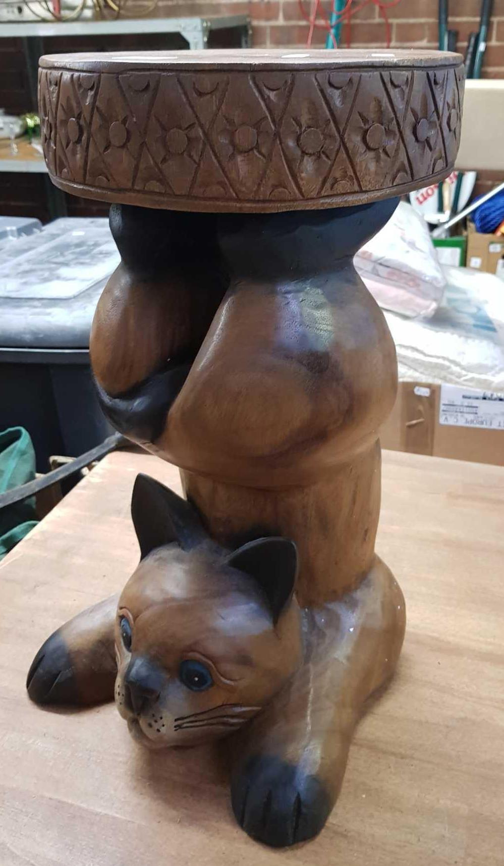 MODERN CARVED CAT STOOL