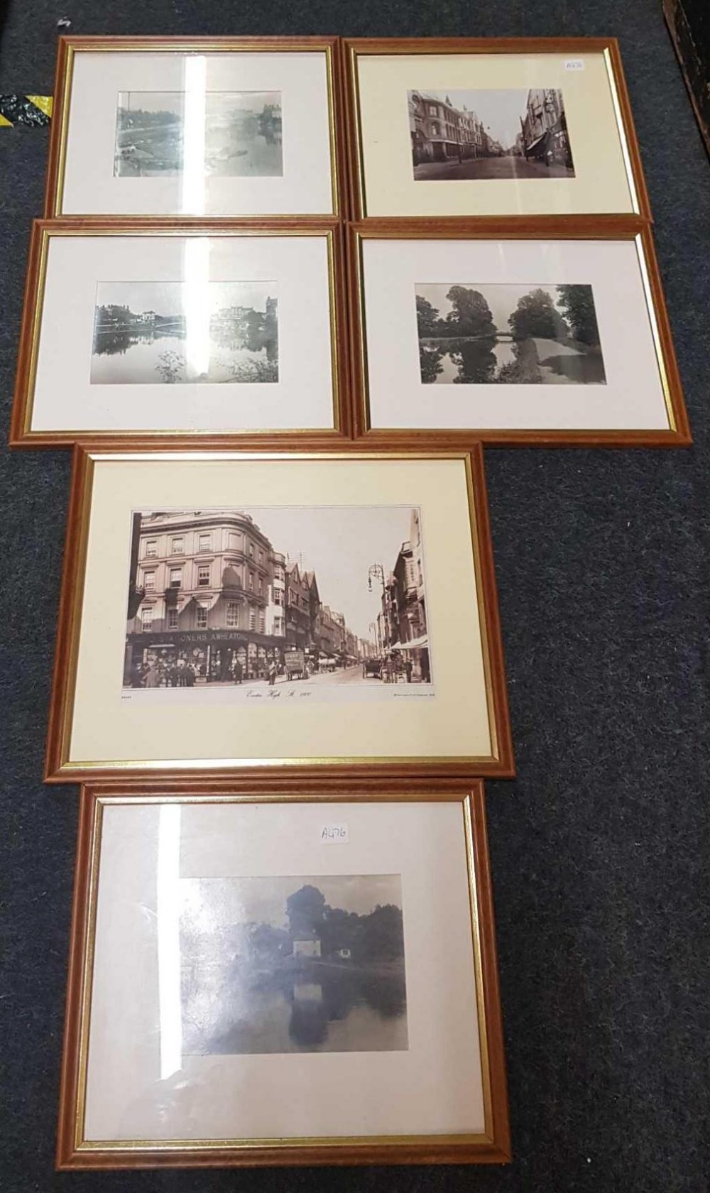 A SIX FRAME GLAZED PICTURE, 2 OF EXETER AND 4 RIVER SCENES