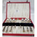 CASED EPNS 6 TEASPOONS AND SUGAR TONGS