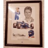 FRAMED AND GLAZED POSTER OF TRIBUTE TO DAMON HILL