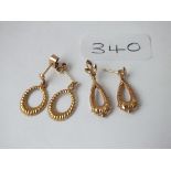Two pairs of 9ct earrings