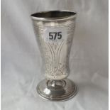 A foreign and silver beaker engraved with scrolls - 5.5" high - 102 gms.