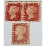 1864-78 1d Red Platers -123 pair + 146 much o,gum (3)