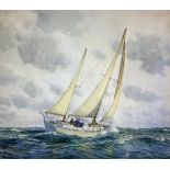 Mark MYERS 1976 - A Sailing Boat at Sea - 10" x 12" - signed and dated