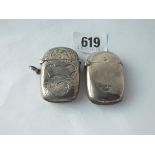 Two Victorian plain Vesta cases - B'ham 1899 by F&Co and the other B'ham 1900