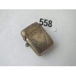 Another vesta case engraved with scrolls - Chester 1898 by RP