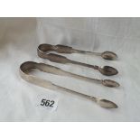 Two pairs of Irish tongs - Dublin 1824 & 1839, 150 gms.