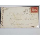 1858 cover RUGBY SHOE SPOON on 1d red pl.47 on clean cover. Superb and rare item