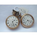 A rolled gold RAILWAY TIME KEEPER gents pocket watch with seconds sweep (damaged face) & a rolled