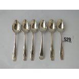 A Set of six tea spoons with scroll terminals - Birmingham 1936 - 71 gms.