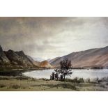 J Ingram RILEY - Highland Loch - 9.5" x 14" - signed