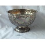 An Edwardian rose bowl with embossed decoration - 8"DIA - London 1905 by FCW - 418gms