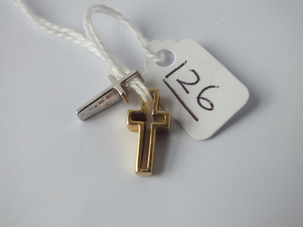 Two small crosses both 18ct gold - 3.3gms - Image 2 of 2