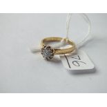 A solitaire diamond ring set with 25pts diamond in 18ct gold - size L - 3.2gms