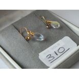 A pair of screw back earrings with crystal drop in 9ct