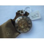 A CRISP GENTS POCKET WATCH WITH ROMAN NUMERALS & SECONDS DIAL IN 14CT GOLD IN POUCH