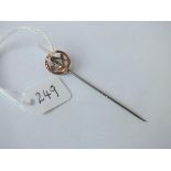 An antique masonic pierced stick pin in 9ct