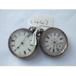 Two ladies silver fob watches - 1 with seconds sweep