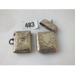Two more vesta cases scroll engraved - Birmingham 1889 and 1913