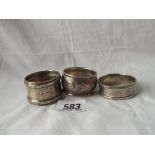 Three various napkin rings