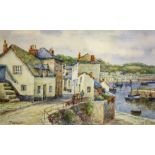 T H VICTOR - Newlyn Harbour - 6" x 10" - signed and inscribed