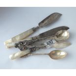 Various butter knives and spoons - B'ham 1825 etc.