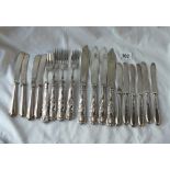 Eighteen silver handled various knives and forks