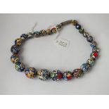 A Venetian glass bead necklace