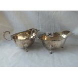 A pair of oval sauce boats, each on pad feet - Birmingham 1938, 184 gms.