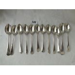 Eleven various tea spoons - 235 gms.