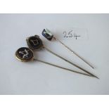 Three antique masonic stick pins