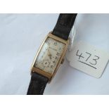 A rolled gold BULOVA rectangluar wrist watch a/f hand & seconds dial