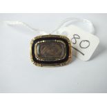 A antique black enamel & hair set mourning brooch