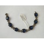 An art deco paste & blue stone panel bracelet