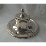 A good quality capstan inkwell with pen holder to front - 5" dia - Birmingham 1912