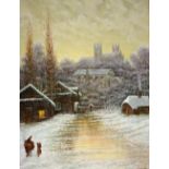 M PURVIS? - A snowy landscape - 13" x 10" - signed