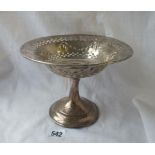 A tazza with pierced and embossed bowl on spreading foot - 7.25" wide - Sheffield 1911