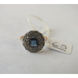 An art deco style 9ct & silver paste cluster ring - size R