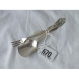 A Scottish jam spoon and pickle fork with thistle motif