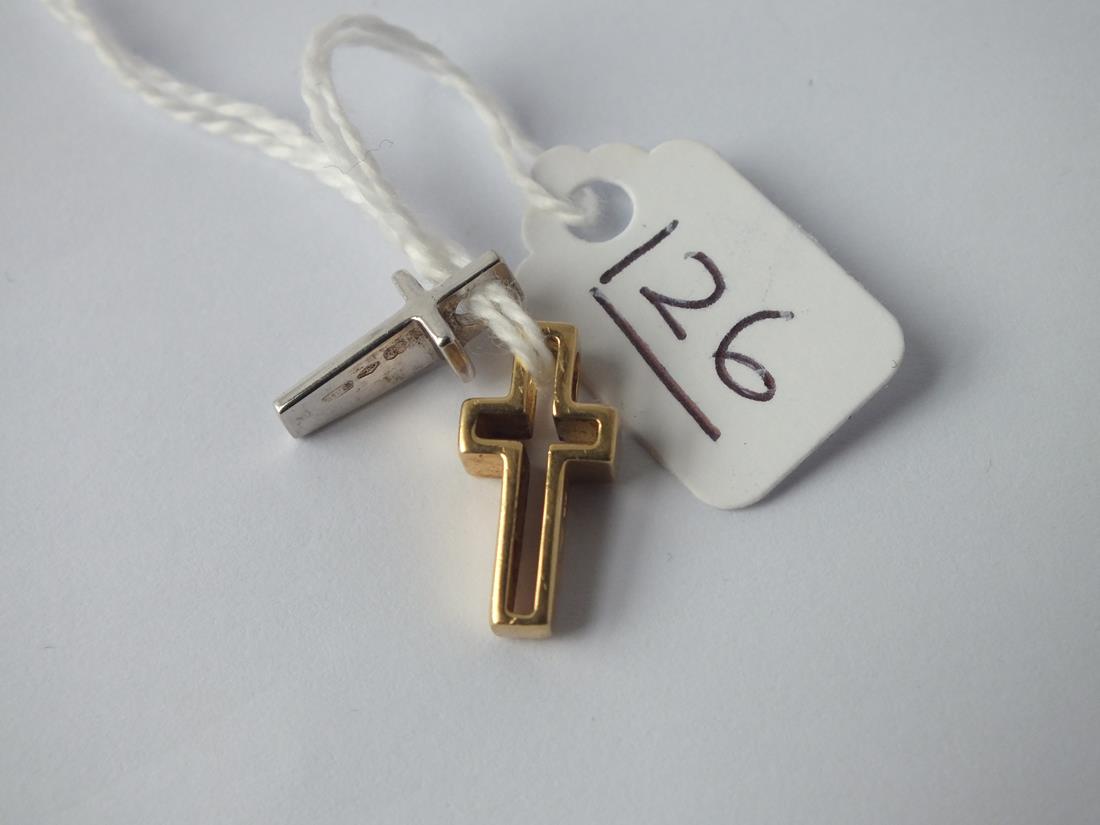 Two small crosses both 18ct gold - 3.3gms