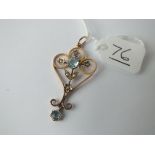 An antique pearl & blue stone pendant in 9ct
