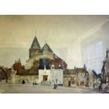 A signed Russell FLINT print "The White Porch". Deightons, Strand Gallery label on reverse