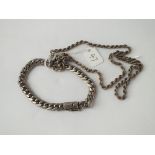 A silver rope twist necklace & flat link bracelet - 41gms