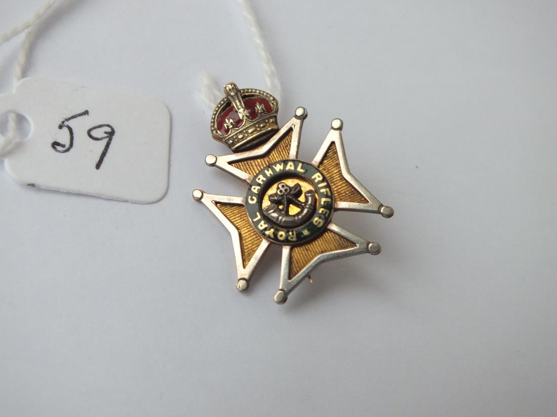 Another military brooch (Royal Carrwal Rifles) in 9ct - 4.6gms