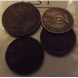 A silver two pence 1800, two third-farthings 1885 and 1844 and a half farthing
