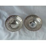 A pair of sweet dishes with pierced borders and beaded rims - 4"DIA - B'ham 1908