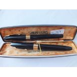 Two Sheaffer fountain pens both with 14ct gold nibs in Sheaffer's box designed for 1