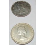 Canada silver dollars 1953 coronation and 1958 Columbia