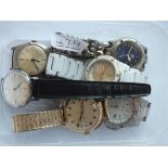 A carton of 6 gents modern wrist watches