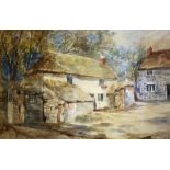 William WIDGERY 1866 - A farmyard and a river - 12" x 19" - a pair - one signed